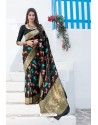 Black Latest Party Wear Embroidered Soft Silk Sari