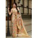 Cream Latest Party Wear Embroidered Soft Silk Sari