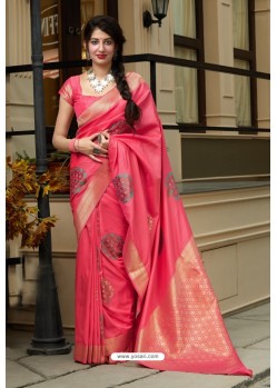 Rani Latest Party Wear Embroidered Soft Silk Sari