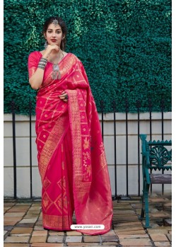 Fuchsia Latest Party Wear Embroidered Soft Silk Sari