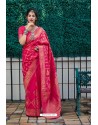 Fuchsia Latest Party Wear Embroidered Soft Silk Sari