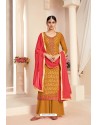 Marigold Designer Pure Viscose Brasso Party Wear Palazzo Salwar Suit