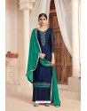 Navy Blue Designer Pure Viscose Brasso Party Wear Palazzo Salwar Suit