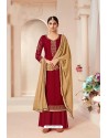 Maroon Designer Pure Viscose Brasso Party Wear Palazzo Salwar Suit