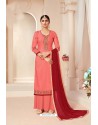 Peach Designer Pure Viscose Brasso Party Wear Palazzo Salwar Suit