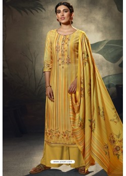 Yellow Designer Casual Wear Pashmina Palazzo Salwar Suit