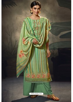 Jade Green Designer Casual Wear Pashmina Palazzo Salwar Suit