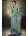 Blue Designer Casual Wear Pashmina Palazzo Salwar Suit