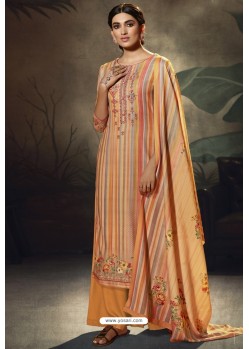 Orange Designer Casual Wear Pashmina Palazzo Salwar Suit