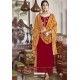 Red Party Wear Designer Falcon Velvet Palazzo Suit