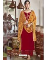 Red Party Wear Designer Falcon Velvet Palazzo Suit