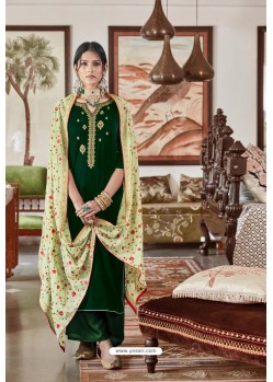 Dark Green Party Wear Designer Falcon Velvet Palazzo Suit