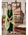 Dark Green Party Wear Designer Falcon Velvet Palazzo Suit