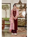 Maroon Party Wear Designer Falcon Velvet Palazzo Suit