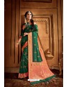 Dark Green Latest Designer Party Wear Silk Wedding Sari