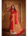 Red Latest Designer Party Wear Silk Wedding Sari