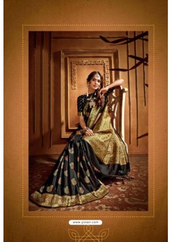 Black Latest Designer Party Wear Silk Wedding Sari