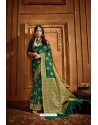 Dark Green Latest Designer Party Wear Silk Wedding Sari