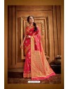 Dark Peach Latest Designer Party Wear Silk Wedding Sari