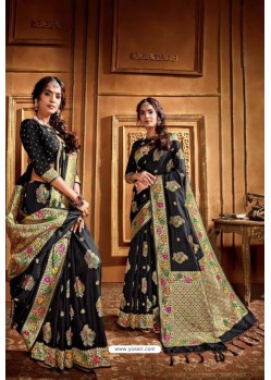 Black Latest Designer Party Wear Silk Wedding Sari