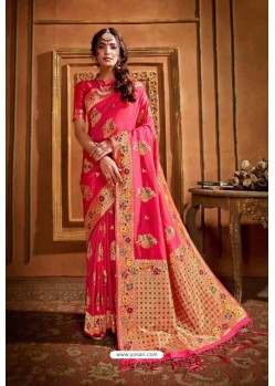 Rani Pink Latest Designer Party Wear Silk Wedding Sari