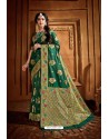 Dark Green Latest Designer Party Wear Silk Wedding Sari