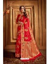 Red Latest Designer Party Wear Silk Wedding Sari