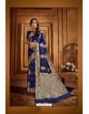 Royal Blue Latest Designer Party Wear Silk Wedding Sari