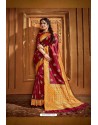 Wine Latest Designer Party Wear Silk Wedding Sari