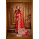 Tomato Red Latest Designer Party Wear Silk Wedding Sari