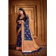 Dark Blue Latest Designer Party Wear Silk Wedding Sari