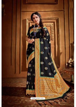 Black Latest Designer Party Wear Silk Wedding Sari