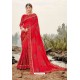 Red Latest Designer Party Wear Silk Wedding Sari