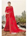 Red Latest Designer Party Wear Silk Wedding Sari