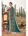 Teal Green Latest Designer Party Wear Silk Wedding Sari