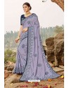 Lavender Latest Designer Party Wear Silk Wedding Sari