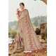 Beige Latest Designer Party Wear Silk Wedding Sari