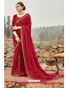 Maroon Latest Designer Party Wear Silk Wedding Sari