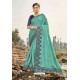 Aqua Mint Latest Designer Party Wear Silk Wedding Sari