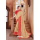 Beige Latest Designer Embroidered Party Wear Silk Wedding Sari