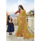 Mustard Latest Designer Embroidered Party Wear Silk Wedding Sari