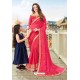 Dark Peach Latest Designer Embroidered Party Wear Silk Wedding Sari