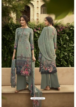 Grayish Green Designer Casual Wear Sorar Crepe Palazzo Salwar Suit