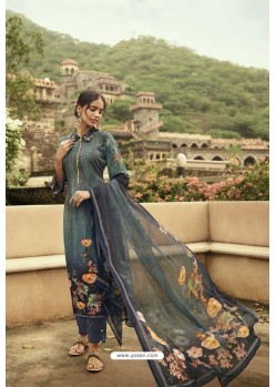 Dull Grey Designer Casual Wear Sorar Crepe Palazzo Salwar Suit