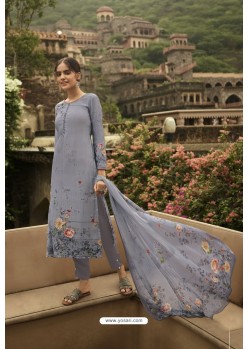 Aqua Grey Designer Casual Wear Sorar Crepe Palazzo Salwar Suit