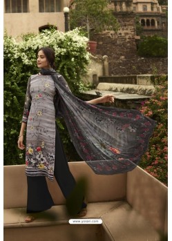 Light Grey Designer Casual Wear Sorar Crepe Palazzo Salwar Suit