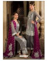 Dull Grey Latest Georgette Designer Party Wear Pakistani Style Salwar Suit