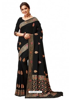Black Latest Designer Classic Wear Soft Silk Sari