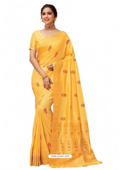 Yellow Latest Designer Classic Wear Soft Silk Sari
