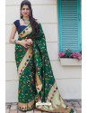 Dark Green Designer Weaving Banarasi Silk Classic Wear Sari